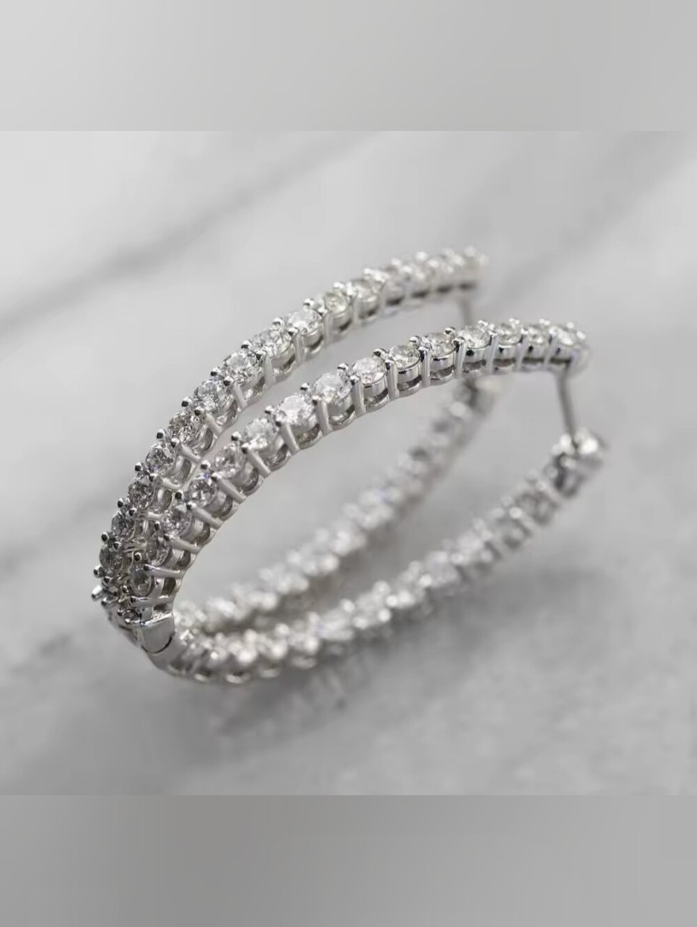White Rhodium Tourmaline Pavé Hoop Earrings